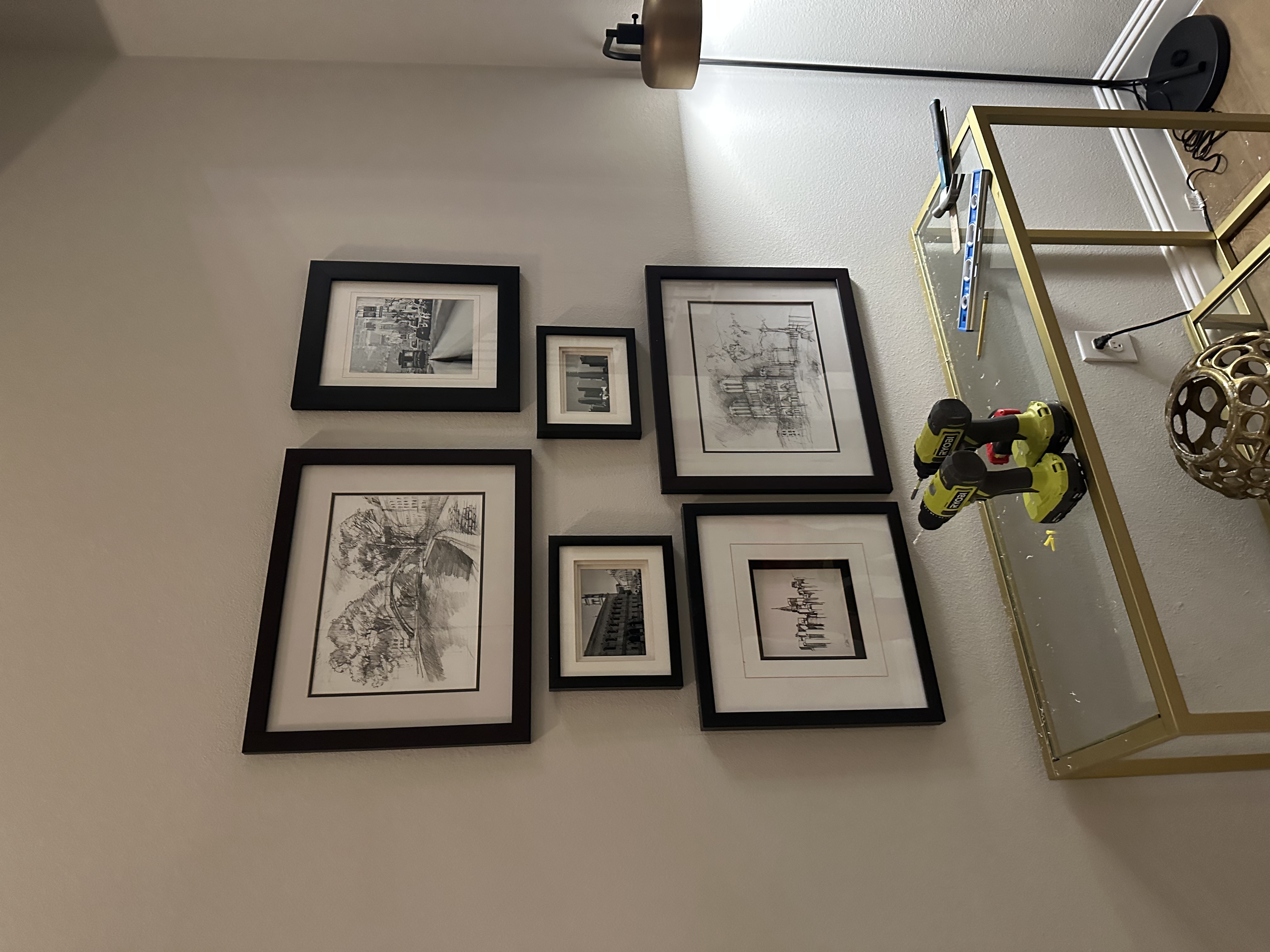 Completed gallery wall with frames