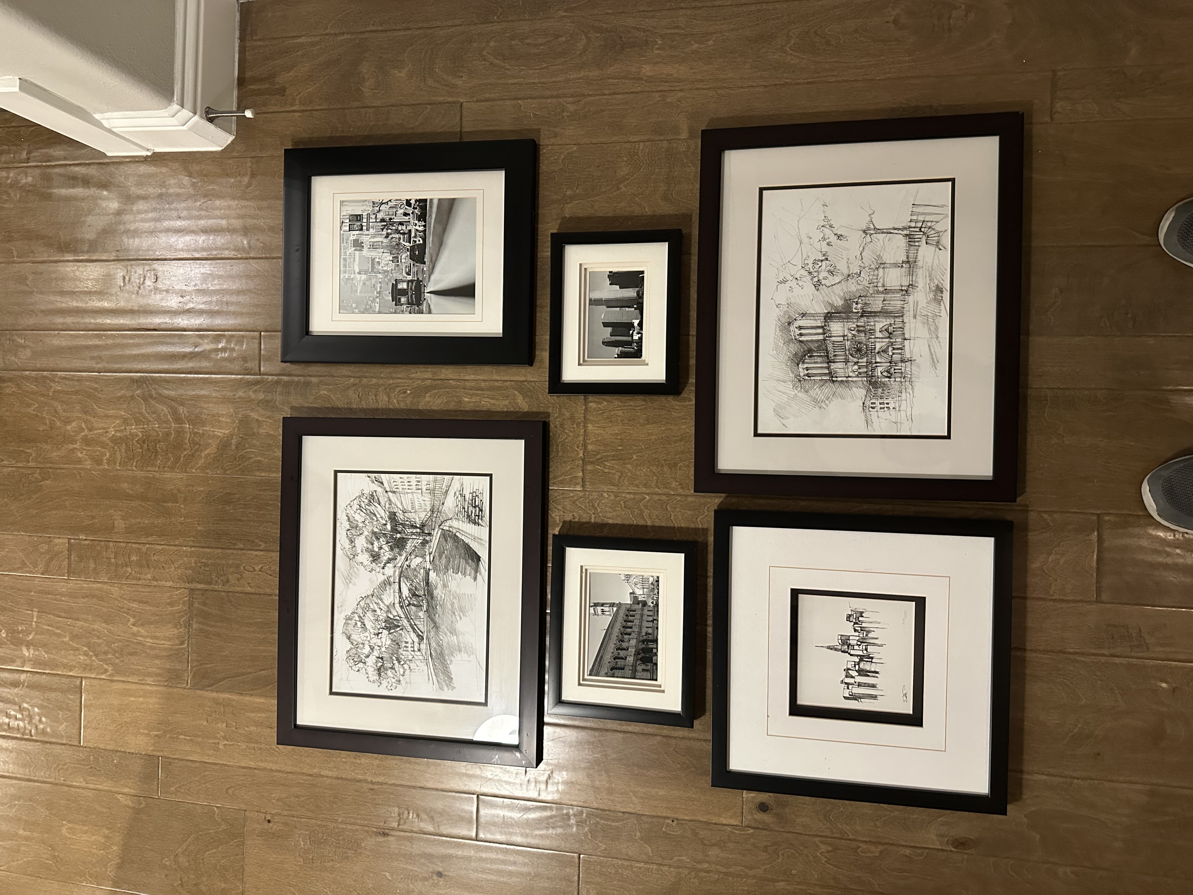Frames ready for gallery wall installation