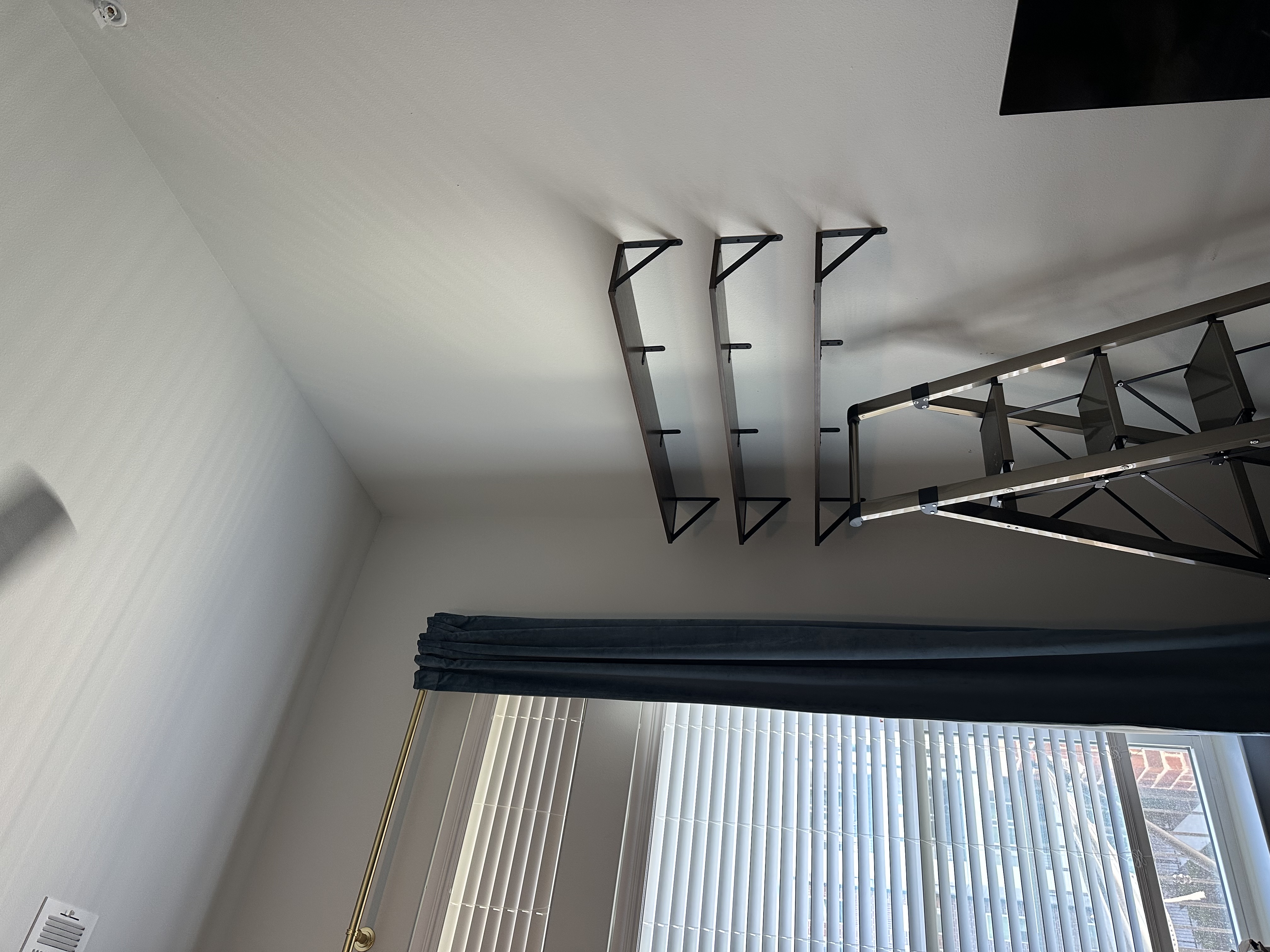 Wall shelf brackets mounted