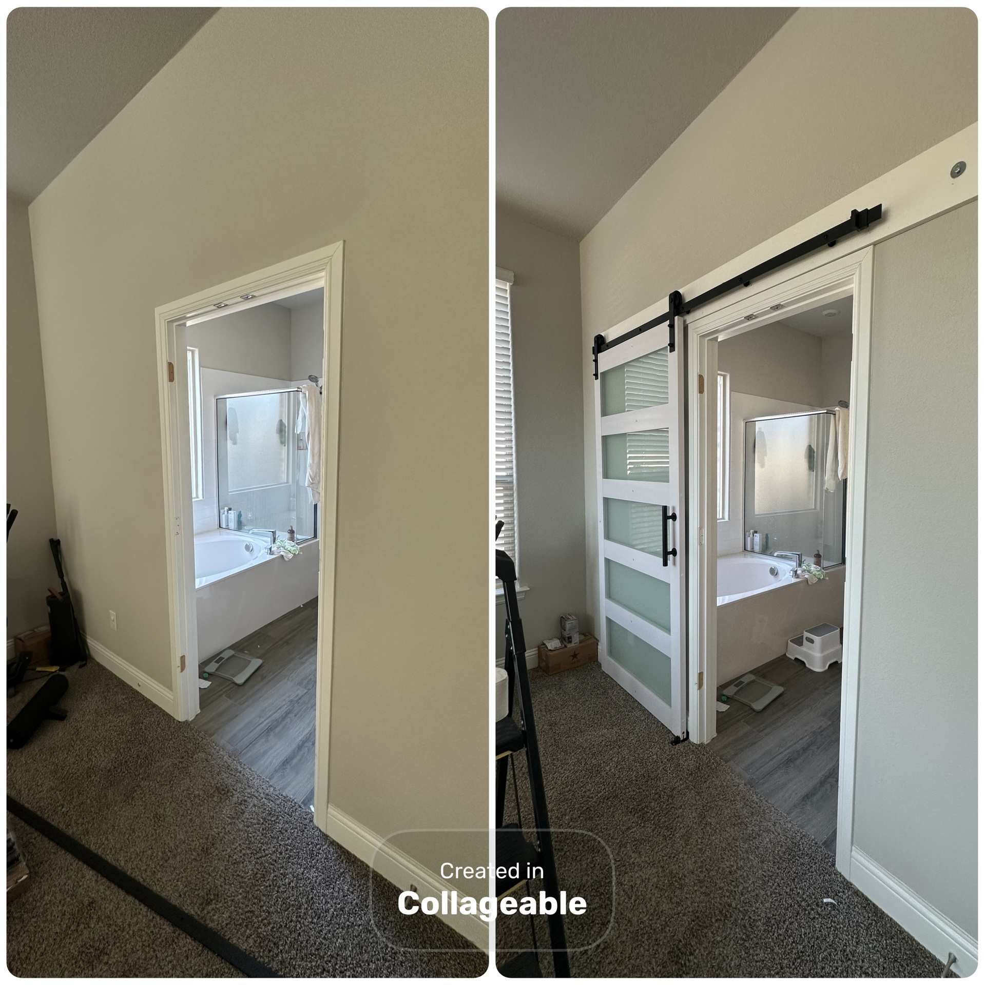 Barn door installation before and after