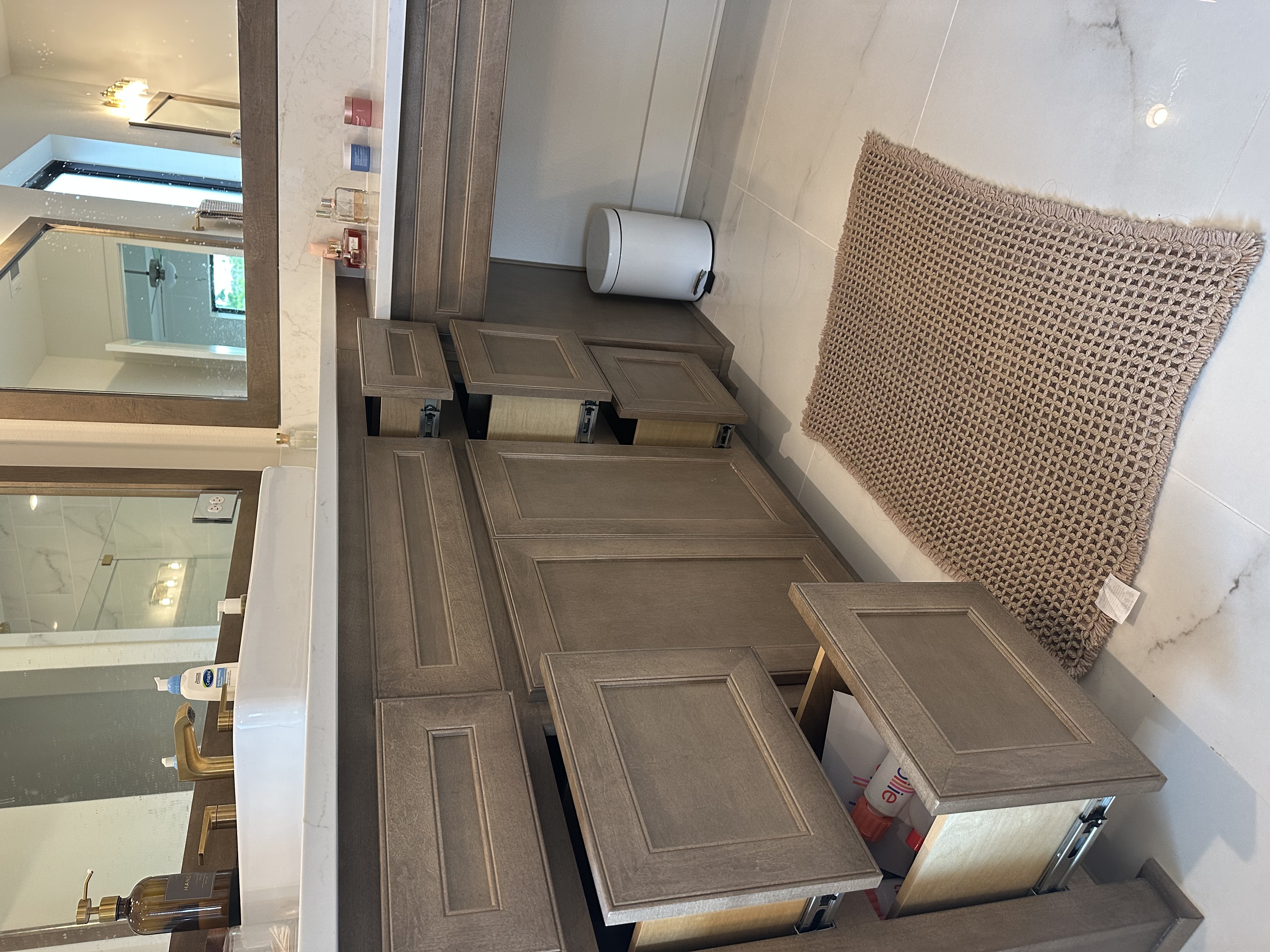Cabinet doors removed for painting