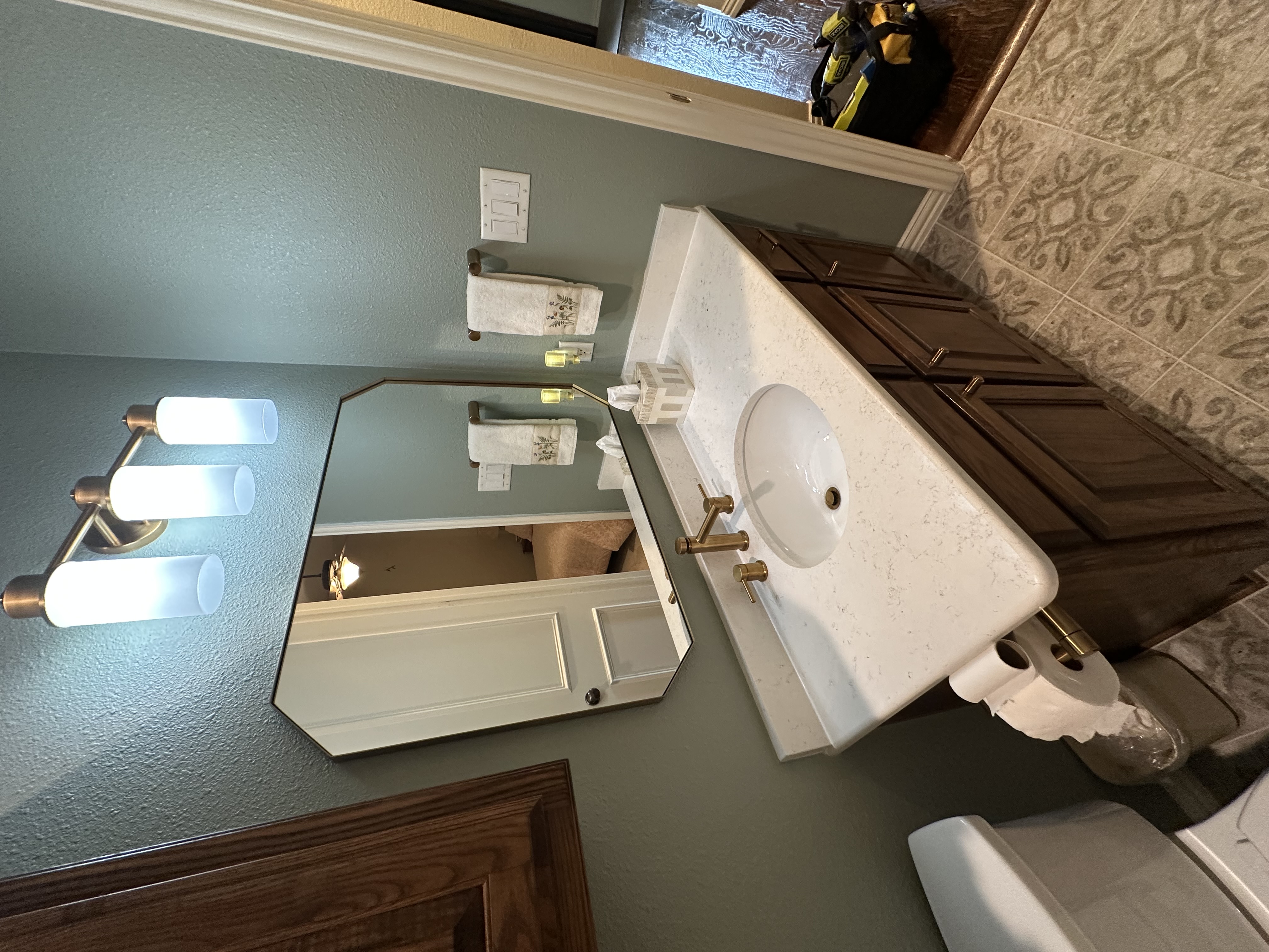 Staged bathroom vanity